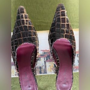 Diego di Lucca Brazil - Brown leather Designer Mule shoe kitten heal